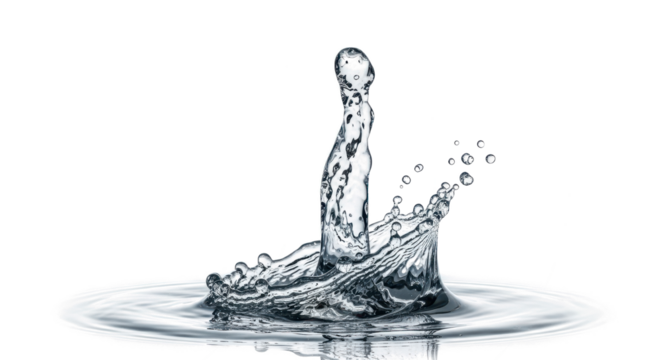Blue water splash a single water splash frozen in motion with ripples isolated on transparent background