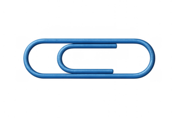 Blue paper clip organizing documents, attaching sheets, fastening papers, simple office supply transparent background
