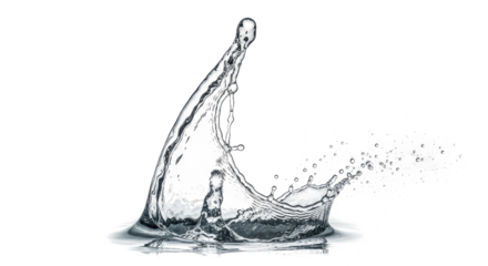 Blue water splash dynamic water splash rising upwards isolated on transparent background