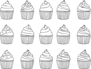 Cupcake Pattern Whimsical Treats in a Row