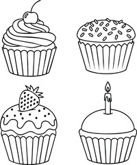 Whimsical Cupcake Collection Delightful Vector Illustration for Creative Projects