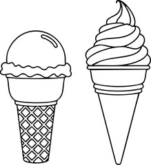 Ice Cream Cones A Simple Black and White Illustration