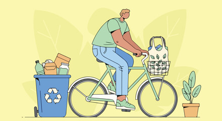 Flat Vector Sustainable Lifestyle Illustration Eco-Friendly and Minimal Design