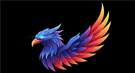 Obraz premium Fiery Phoenix Bird Abstract Vector Logo