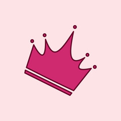 A pink crown tilted slightly on a soft pastel background, representing beauty, confidence, and leadership with a modern, elegant style.