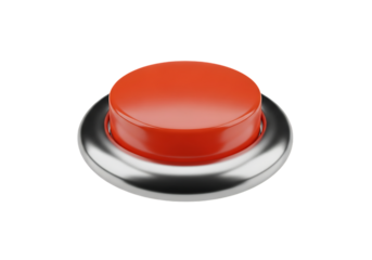 Simple Red Button Isolated on Black Background with Chrome Surround