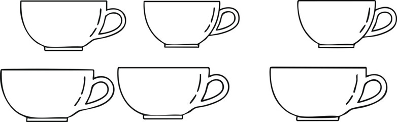 A Variety of Simple Teacups A Vector Illustration of Coffee and Tea Cups