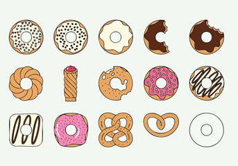 Colorful Assortment of Tasty Donuts and Pastries Illustration