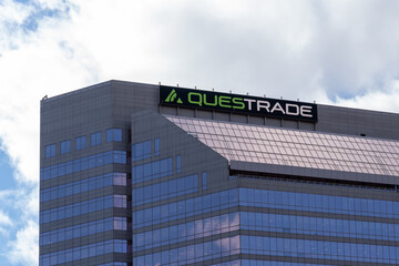 Fototapeta premium Toronto, ON, Canada - November 8, 2025: Questrade headquarters in Toronto, ON, Canada. Questrade is an online brokerage firm and wealth management firm. 