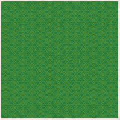 Elegant green geometric pattern with interlocking floral shapes forming a seamless decorative background design.