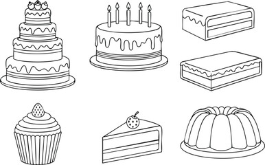 Variety of Cakes Outlines A Sweet Collection of Desserts