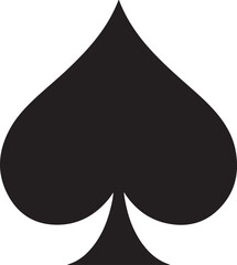 Black silhouette of spade suit isolated on white background, vector illustration