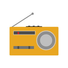 A yellow radio with a antenna