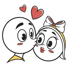 Cartoon illustration of a couple kissing