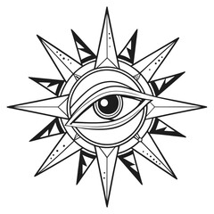 Eye of providence in a star, occult symbol