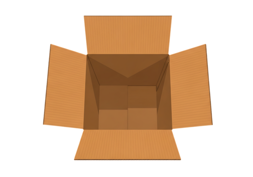 Empty cardboard box open top down view delivery concept illustration