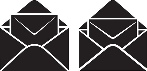 Two open envelopes with letters silhouette