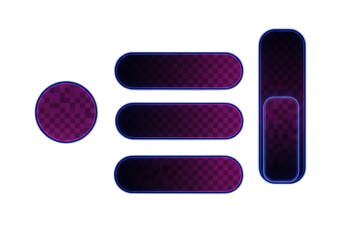 Futuristic User Interface Elements with Glowing Neon Outlines for Game Development