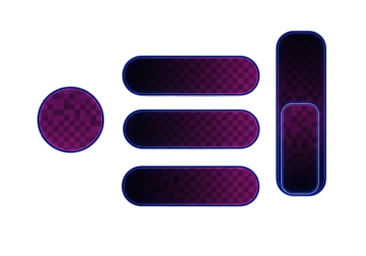 Futuristic User Interface Elements with Glowing Neon Outlines for Game Development