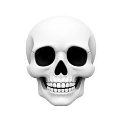 Fototapeta premium Front view of a realistic white human skull on a clean on white background