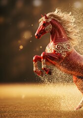 luxury red and gold chinese horse new year background,  2026 new year, wallpaper
