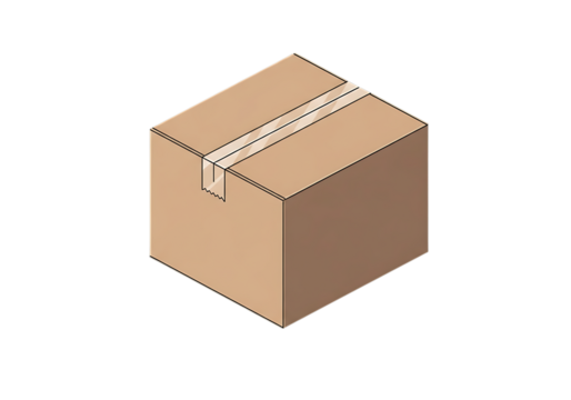 Cardboard box with tape packaging isolated on black background vector illustration