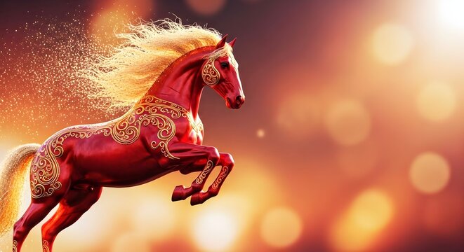 luxury red and gold chinese horse new year background,  2026 new year, wallpaper
