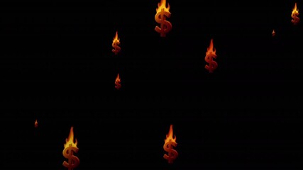 dollar value drop motion with burning dollar signs pattern. Suitable for illustrating business decline, financial loss, money decrease, crisis chart and etc
 - Powered by Adobe