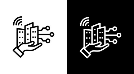 Smart City  White Icon Set Design