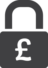 Secure sterling pound currency symbol locked padlock financial security and investment protection concept vector