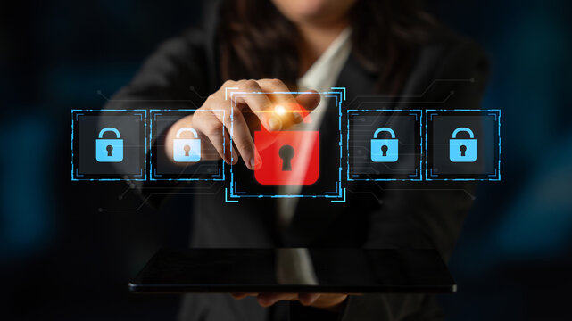 Digital security concept illustrating a cybersecurity breach, with a red unlocked padlock indicating data exposure among secure systems, emphasizing system vulnerability and risk Latch - Powered by Adobe