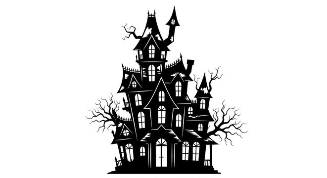 Spooky Haunted House Silhouette for Halloween