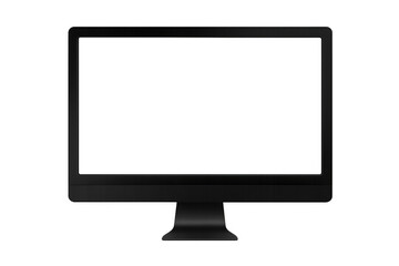 Computer display with empty screen, ideal for showcasing websites, applications, and graphical elements. Transparent background