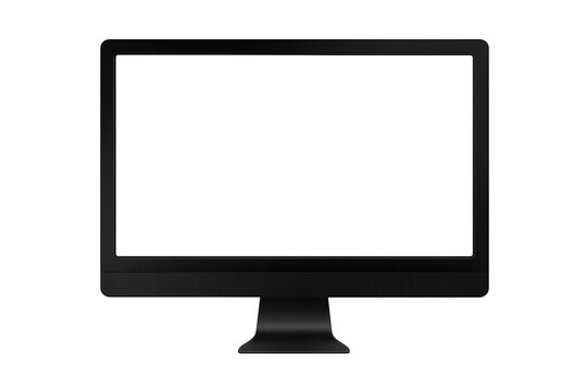 Computer display with empty screen, ideal for showcasing websites, applications, and graphical elements. Transparent background