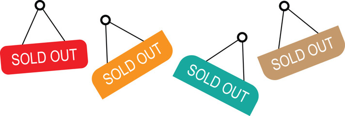 Colorful Sold Out Signs Hanging From Strings VECTOR