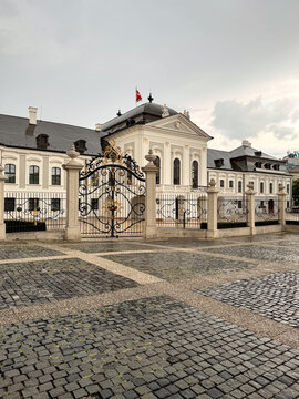 Bratislava, Slovakia &ndash; July 24, 2025: The Presidential Palace (Grassalkovich Palace), built in 1760 in Rococo style, 