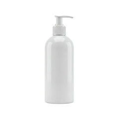White Blank Cosmetic Dispenser Pump Bottle Isolated Background Plastic Container Mockup Template