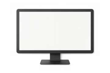Computer monitor with blank white screen, modern display device and technology mockup, transparent background