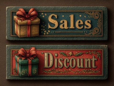 Black Friday Christmas style vintage promotional poster banner, emphasizing Sales and Discount