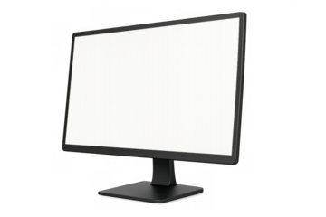 Computer monitor with blank white screen displaying user interface mockups, isolated on transparent background for easy integration