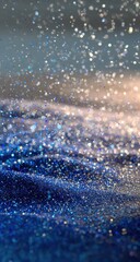 Abstract glitter, water droplets, dark blue, sparkles