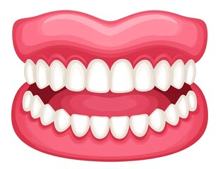 Obraz premium Cartoon illustration showing dentures, upper and lower set, open in an exaggerated pose