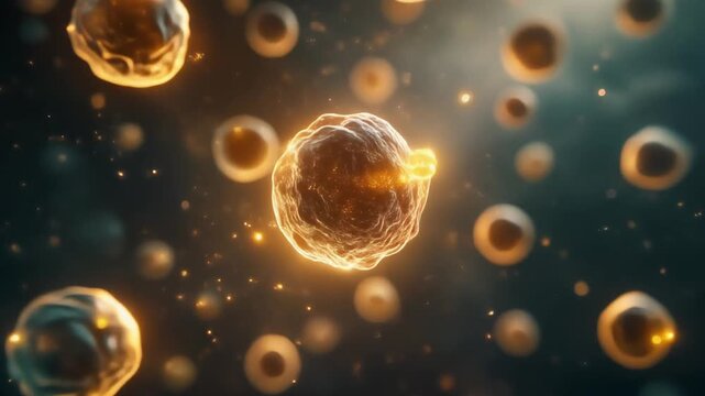 Microscopic view of Autophagy Cellular recycling in action, revealing the intricate process of cellular degradation and renewal