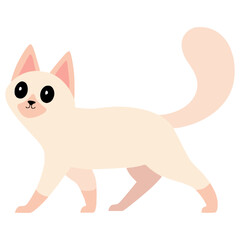 cute fluffy angora cat funny cartoon character flat color vector illustration template design