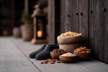 holiday shoe treats, shoes filled with nuts and sweets at the door create a cozy holiday vibe for festivities