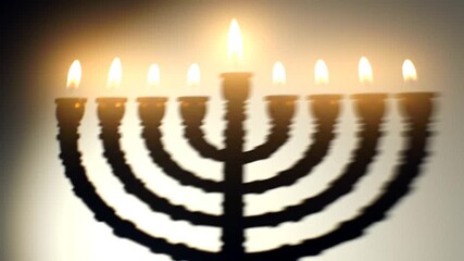 Hanukkah Menorah with Lit Candles - A Celebration of Light and Tradition.