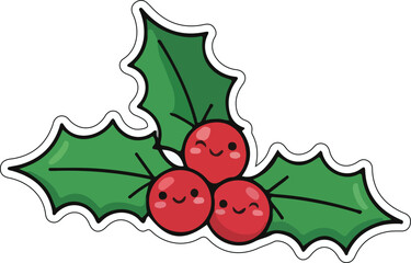 Cute Vector Christmas Holly Berry Illustration