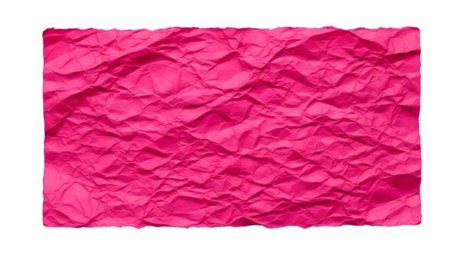 Bright pink wrinkled paper texture with torn edges on a black background