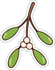 Whimsical Vector Christmas Mistletoe Sticker for Seasonal Joy and Holiday Merriment