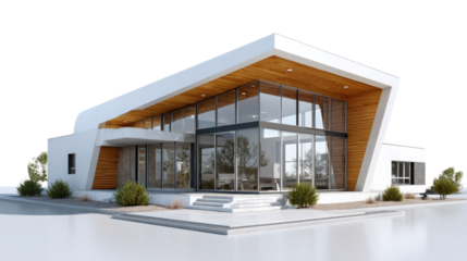 Modern Architectural Marvel: A stunning, contemporary house showcases sleek lines, expansive glass walls, and a warm wooden interior, epitomizing luxury and modern design. 